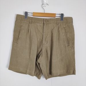 En Thread Men's Linen Shorts in Tan Size 34 Lightweight Summer Beach